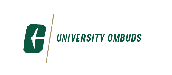 White UNC Charlotte logo on a green background
