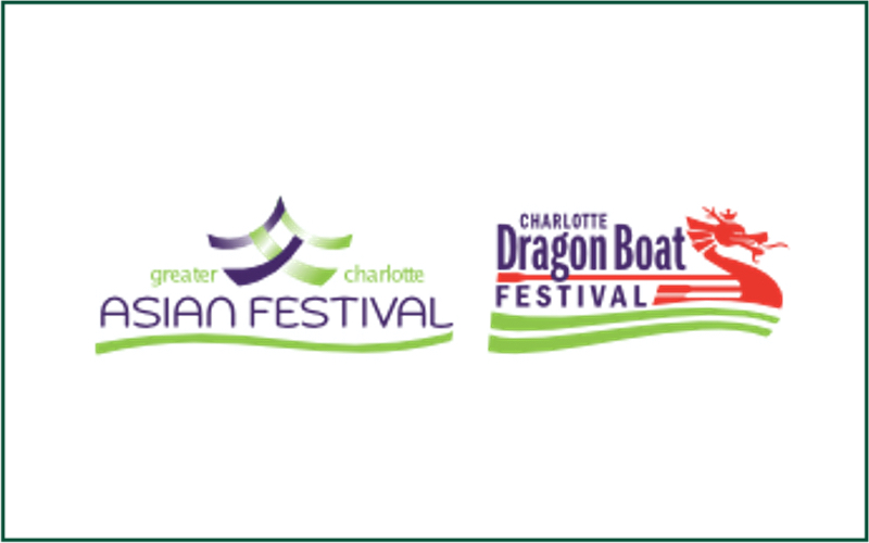 Greater Charlotte Asian Festival logo beside the Charlotte Dragon Boat Festival logo